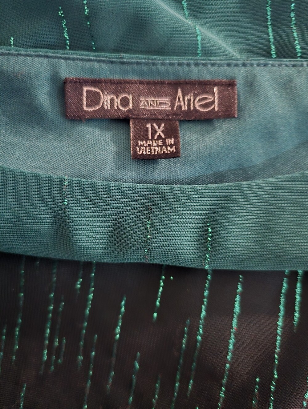 Dina And Ariel Elegant Teal Sparkle Women's Blouse - Picture 5 of 5